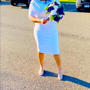 White dress really cute ☺️ fitted size m 6-8 excellent condition.